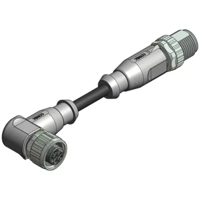 Sensor actuator cable, M12-cable socket, angled to M12-cable plug, straight, 4 pole, 3 m, TPU, black, 4 A, 43-10723 - 1
