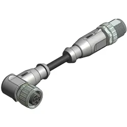 Sensor actuator cable, M12-cable socket, angled to M12-cable plug, straight, 4 pole, 3 m, TPU, black, 4 A, 43-10723
