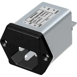 Suppressor filter IEC plug C14, 50 to 60 Hz, 4 A, 250 V (DC), 250 VAC, 1.1 mH, faston plug 6.3 mm, B84773M0004A000
