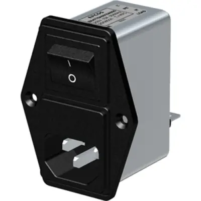Suppressor filter IEC plug C14, 50 to 60 Hz, 4 A, 250 V (DC), 250 VAC, 1 mH, faston plug 6.3 mm, B84776A0004A000 - 1
