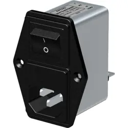 Suppressor filter IEC plug C14, 50 to 60 Hz, 10 A, 250 V (DC), 250 VAC, 0.33 mH, faston plug 6.3 mm, B84776A0010A000