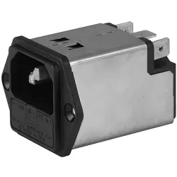 Suppressor filter IEC plug C14, 50 to 60 Hz, 4 A, 250 VAC, 2 W, 1.6 mH, faston plug 6.3 mm, 5200.0423.1