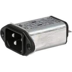 Suppressor filter IEC plug C14, 50 to 60 Hz, 4 A, 250 VAC, 1.5 mH, faston plug 6.3 mm, 4300.5053