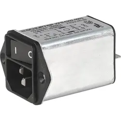 Suppressor filter IEC plug C14, 50 to 60 Hz, 2 A, 250 VAC, 4 mH, faston plug 6.3 mm, 4302.5002