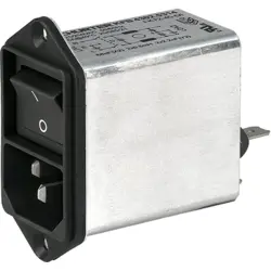 Suppressor filter IEC plug C14, 50 to 60 Hz, 4 A, 250 VAC, 1.5 mH, faston plug 6.3 mm, 4302.5313