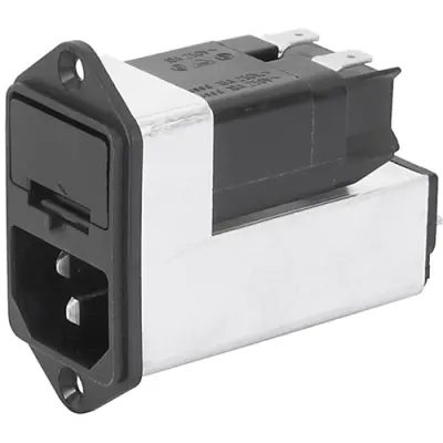 Suppressor filter IEC plug C14, 50 to 60 Hz, 4 A, 250 VAC, 1.5 mH, faston plug 4.8 mm, 4303.5003 - 1