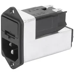 Suppressor filter IEC plug C14, 50 to 60 Hz, 4 A, 250 VAC, 1.5 mH, faston plug 4.8 mm, 4303.5003