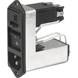 Suppressor filter IEC plug C14, 50 to 60 Hz, 6 A, 250 VAC, 800 µH, faston plug 4.8 mm, CD44.4101.151