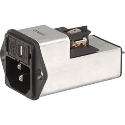 Suppressor filter IEC plug C14, 50 to 60 Hz, 4 A, 250 VAC, 1.5 mH, faston plug 6.3 mm, 4301.5003 - 1