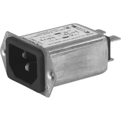 Suppressor filter IEC plug C14, 50 to 60 Hz, 6 A, 250 VAC, 800 µH, faston plug 6.3 mm, 5120.1004.0