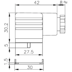 Valve connector, DIN shape A, 2 pole + PE, 250 V, 1.5 mm², KA132000B9