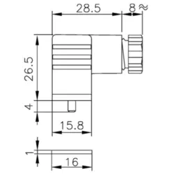 Valve connector, DIN shape C, 2 pole + PE, 250 V, 1.0 mm², KD136000B7