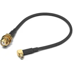 Coaxial cable, SMA jack (straight) to MCX plug (angled), 50 Ω, RG-174/U, grommet black, 152.4 mm, 65501710315301