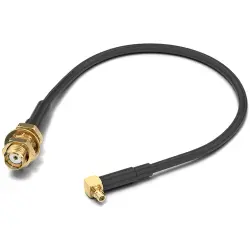 Coaxial cable, SMA jack (straight) to MMCX plug (angled), 50 Ω, RG-316/U, grommet black, 152.4 mm, 65501910515301