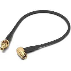 Coaxial cable, SMB plug (angled) to SMB jack (straight), 50 Ω, RG-174/U, grommet black, 152.4 mm, 65503110315301