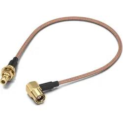 Coaxial cable, SMB plug (angled) to SMB jack (straight), 50 Ω, RG-178/U, grommet black, 152.4 mm, 65503110415301
