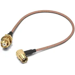 Coaxial cable, SMA jack (straight) to SMB plug (angled), 50 Ω, RG-316/U, grommet black, 152.4 mm, 65503210515301