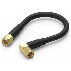 Coaxial cable, SMA plug (straight) to SMA plug (angled), 50 Ω, RG-58C/U, grommet black, 152.4 mm, 65503503615301