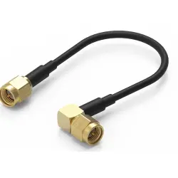 Coaxial cable, SMA plug (straight) to SMA plug (angled), 50 Ω, RG-174/U, grommet black, 304.8 mm, 65503503630503