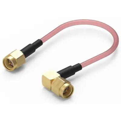 Coaxial cable, SMA plug (angled) to SMA jack (straight), 50 Ω, 0.085" CONFORMABLE, grommet black, 152.4 mm, 65503603215308 - 1