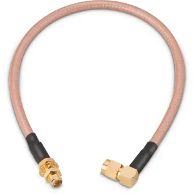 Coaxial cable, SMA plug (angled) to SMA jack (straight), 50 Ω, RG-142/U, grommet black, 304.8 mm, 65503603230502 - 1