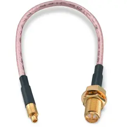 Coaxial cable, RP-SMA jack (straight) to MMCX plug (straight), 50 Ω, RG-316/U, grommet black, 152.4 mm, 65530260515305
