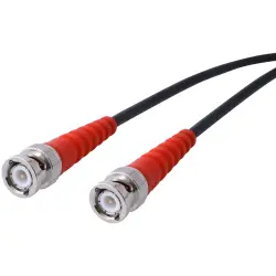 Coaxial cable, BNC plug (straight) to BNC plug (straight), 50 Ω, RG-58C/U, grommet red, 1.5 m, C-00458-1.5M