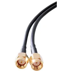 Coaxial cable, RP-SMA plug (straight) to SMA plug (straight), RG-174/U, grommet black, 1 m, C-00959-01-3