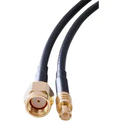 Coaxial cable, RP-SMA plug (straight) to MCX plug (straight), RG-174/U, grommet black, 1 m, C-00974-01-3