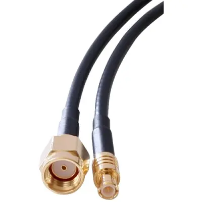 Coaxial cable, RP-SMA plug (straight) to MCX plug (straight), RG-174/U, grommet black, 1 m, C-00974-01-3 - 1