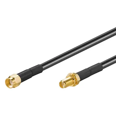 Coaxial cable, RP-SMA jack (straight) to RP-SMA plug (straight), 50 Ω, LMR 195, grommet black, 3 m, 51677 - 1