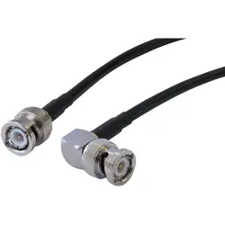 Coaxial cable, BNC plug (straight) to BNC plug (angled), 50 Ω, RG-58C/U, grommet black, 1.5 m, C-00798-01-3