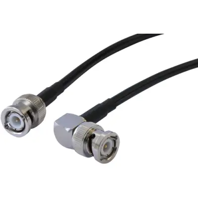 Coaxial cable, BNC plug (straight) to BNC plug (angled), 50 Ω, RG-58C/U, grommet black, 5 m, C-00801-01-3 - 1