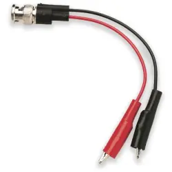 Coaxial cable, BNC plug (straight) to crocodile clip, grommet black/red, 0.1 m, BU-5131-A-4-0