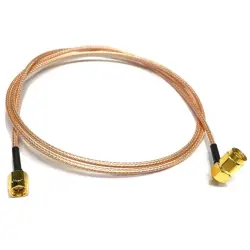 Coaxial cable, SMA plug (straight) to SMA plug (angled), 50 Ω, RG-316, grommet black, 304.8 mm, BU-4150030012