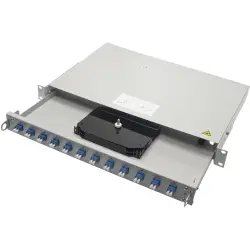 FO patch panel, 24 x ST adapter, (W x H x D) 482 x 44 x 300 mm, gray, 100021683