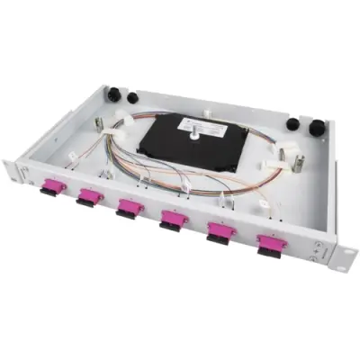 FO patch panel, 24 x 9/125 OS2, 12 x SC duplex, horizontal, 1 row, (W x H x D) 482 x 44 x 265 mm, gray, 100021925 - 1