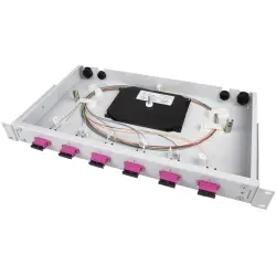 FO patch panel, 24 x 9/125 OS2, 12 x LC duplex, horizontal, 1 row, (W x H x D) 482 x 44 x 265 mm, gray, 100021930