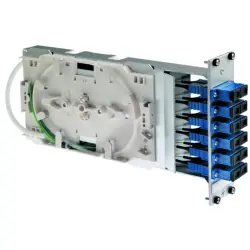 FO patch panel, 12 x 50/125 OM3, 6 x LC duplex, vertical, 1 row, (W x H x D) 482 x 132 x 345 mm, gray, 100022615