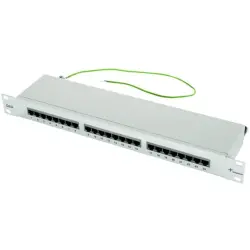Patch panel, 24 x RJ45, horizontal, 1 row, (W x H x D) 482.6 x 44 x 137 mm, black, 100007033