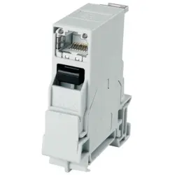 Mounting rail connector, RJ45 socket to RJ45 socket, straight, Cat 6A, 100007436