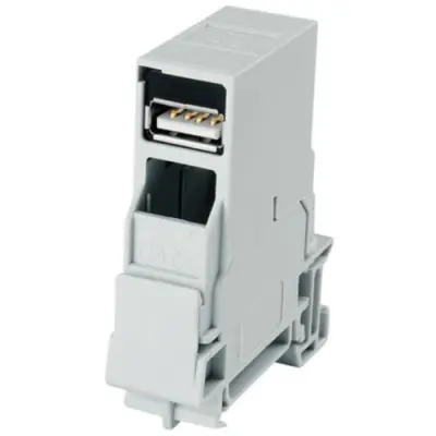 Mounting rail connector, USB socket type A to USB socket type B, straight, 100007440 - 1