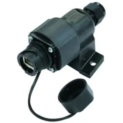 Junction box, Cat 6A, black, panel mounting, for RJ45 connector, 100007446