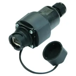 Junction box, Cat 6A, black, panel mounting, for RJ45 connector, 100007449