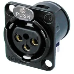 XLR panel socket, 3 pole, gold-plated, metal, NC3FD-H-B