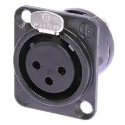 XLR panel socket, 3 pole, gold-plated, 2.5 mm², AWG 14, metal, NC3FD-L-B-1