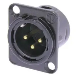 XLR panel plug, 3 pole, gold-plated, 2.5 mm², metal, NC3MD-L-B-1