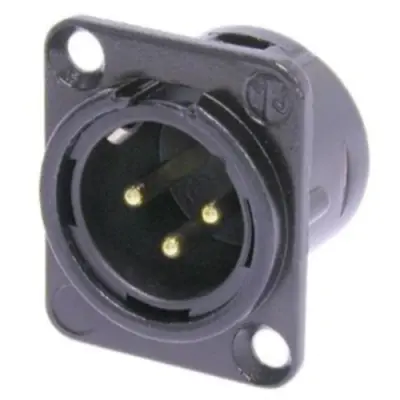 XLR panel plug, 3 pole, gold-plated, 2.5 mm², metal, NC3MD-L-B-1 - 1