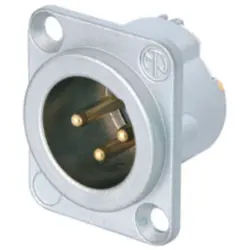 XLR panel plug, 3 pole, gold-plated, 2.5 mm², AWG 14, metal, NC3MD-LX-HE