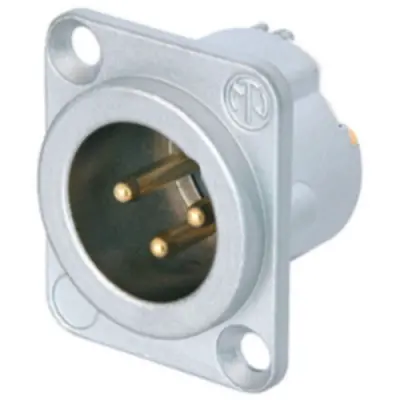 XLR panel plug, 3 pole, gold-plated, 2.5 mm², AWG 14, metal, NC3MD-LX-HE - 1